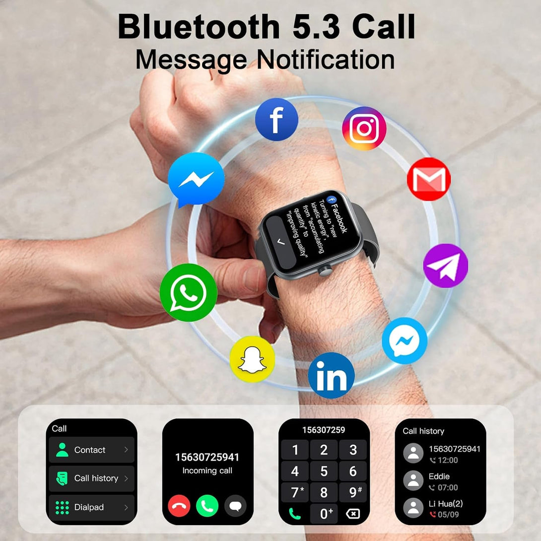 Smart Watch(Answer/Make Call), 1.96" Smartwatch for Men Women, 2025 New Fitness Watch with 110+ Sport Modes, Pedometer, Heart Rate/Spo2/Sleep Monitor, IP68 Waterproof Activity Tracker for Android Ios