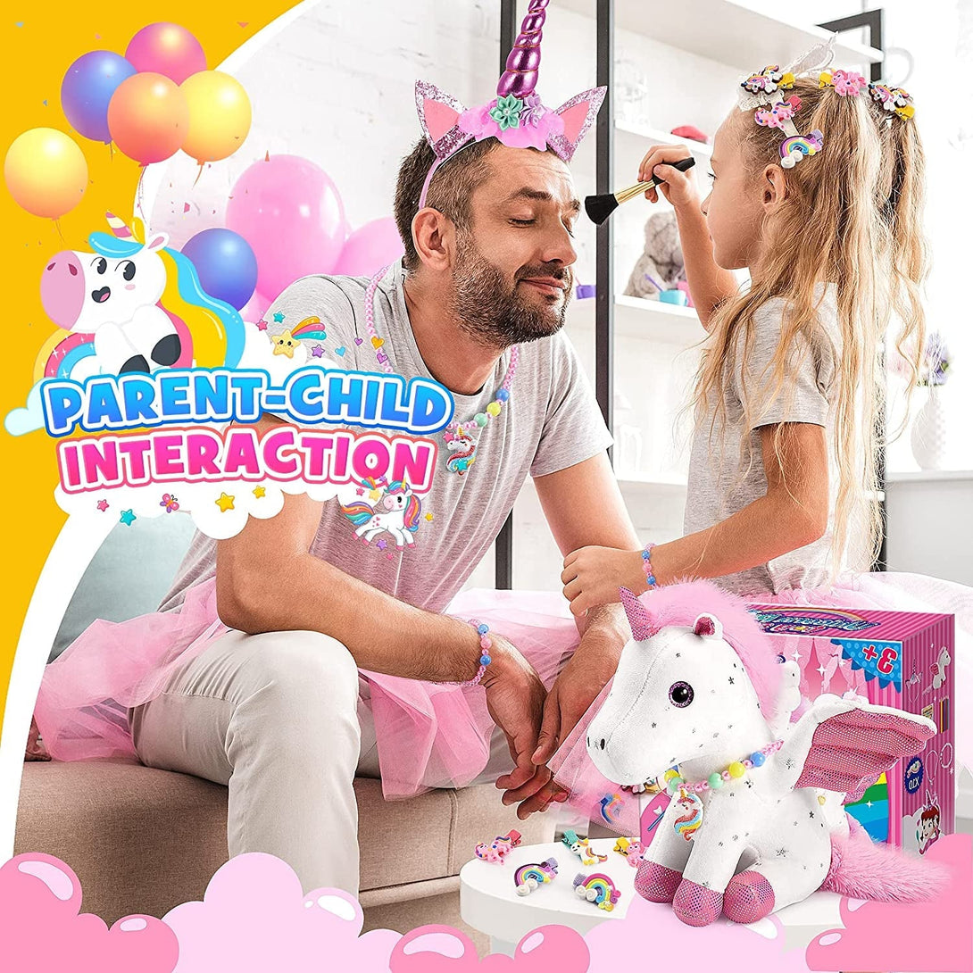 21-Piece Unicorn Gift Set for Girls Ages 3-8 | Soft Plush Stuffed Animals & Dress-Up Accessories Bundle | Idea Birthday Gifts,, Party Favor for Kids Toddler Girls