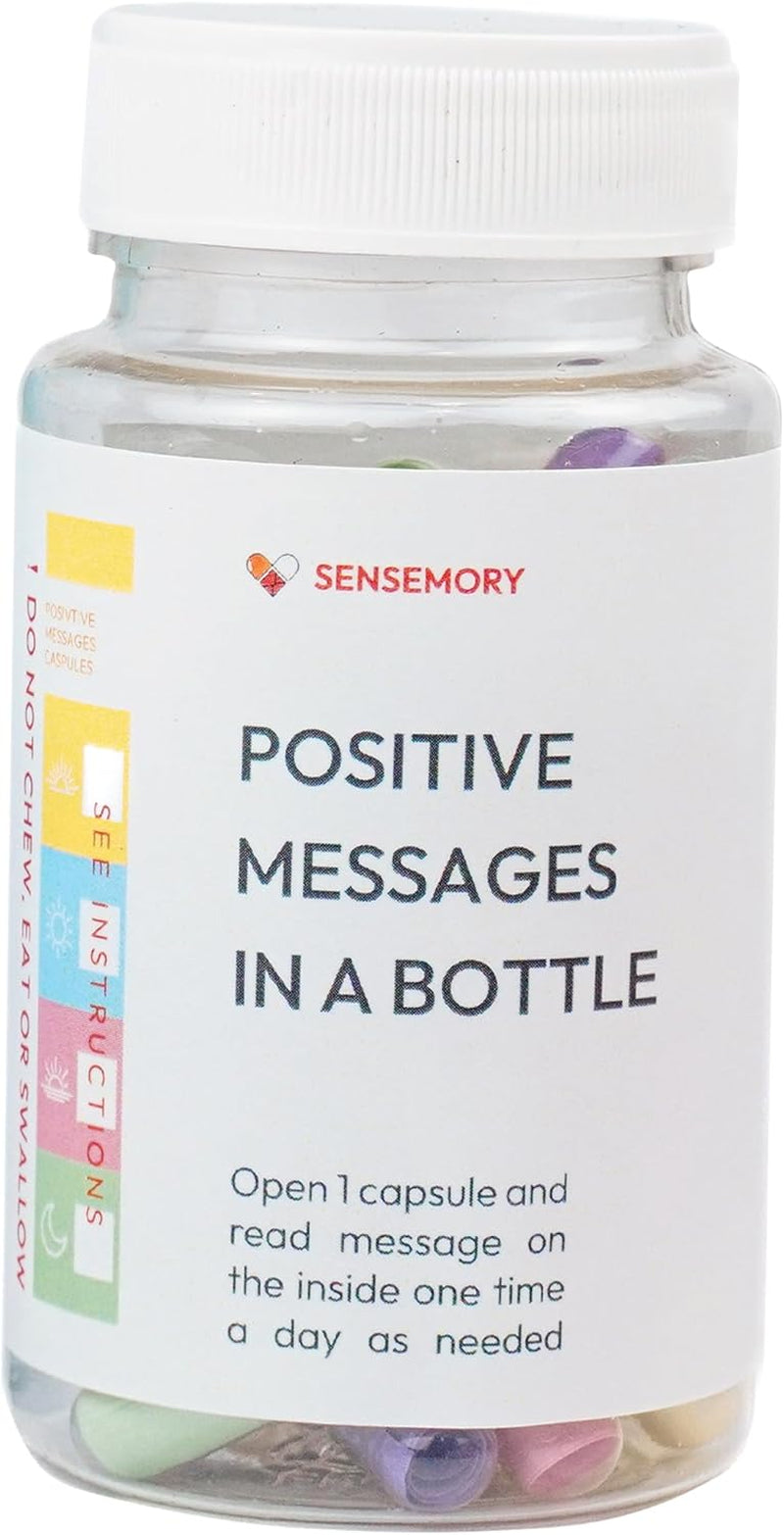 50 Positive Messages in a Bottle - Unique Stress Relief and Wellness Gifts for Men and Women - Desk Accessories for Meditation and Self Care - Xmas Gifts