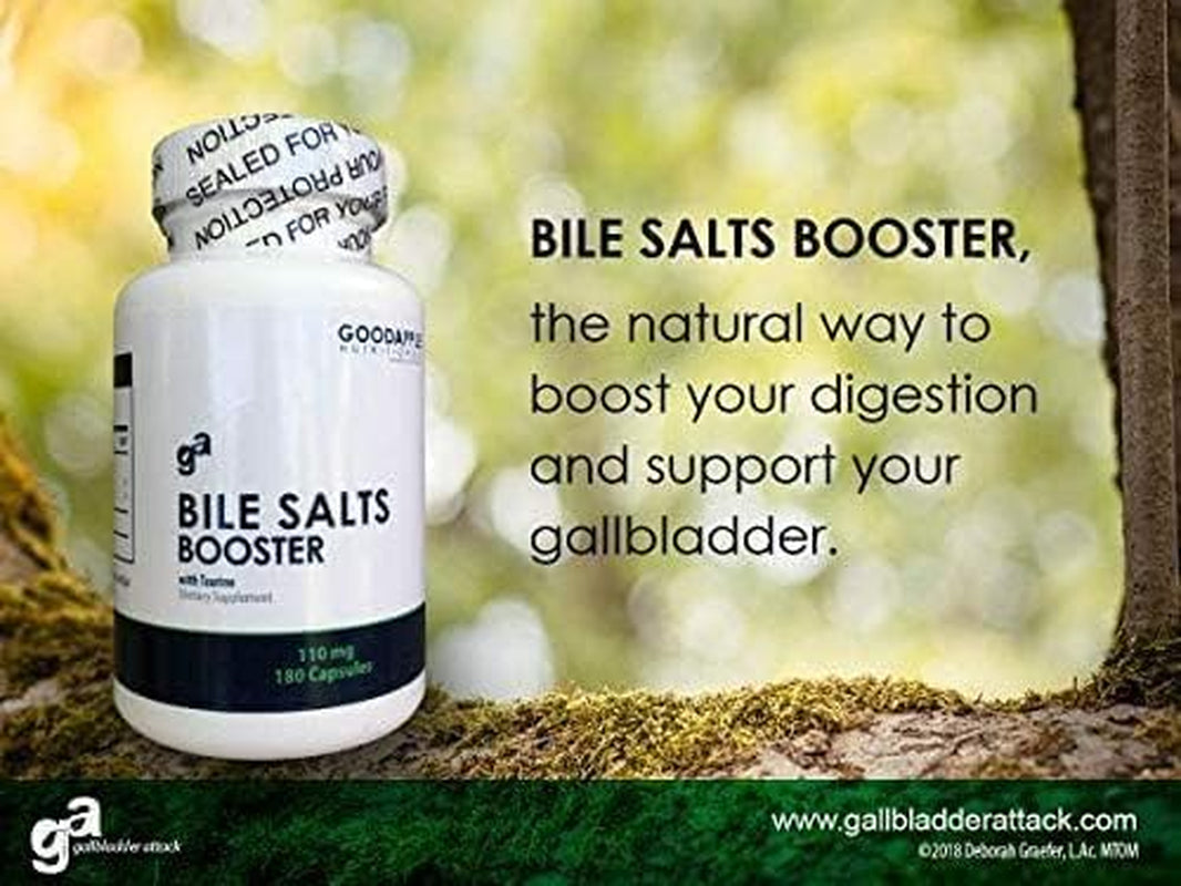 Bile Salts Booster | Supports Gallbladder/No Gallbladder | Ox Bile & Taurine Gallbladder Supplement | Gas & Bloating | Digestive Aid Especially Fats | 180 Capsules - 110 Mg