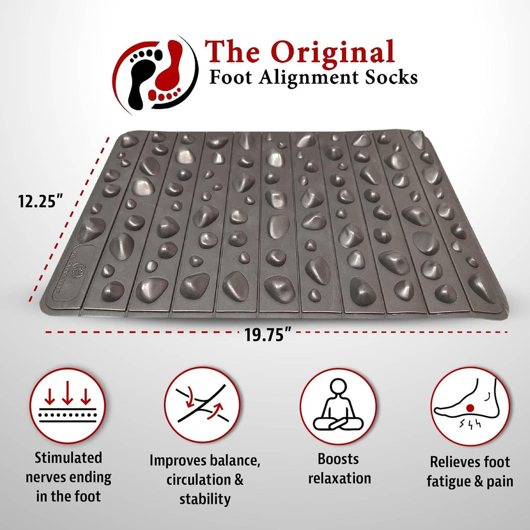 My Happy Feet Pebble Rock Mat - Therapeutic Rock Mat – Wellness Foot Mat for Natural Balance & Energized Living – Black, Portable & Versatile Foot Massage Mat for Home or Office (19.75" X 12.25")