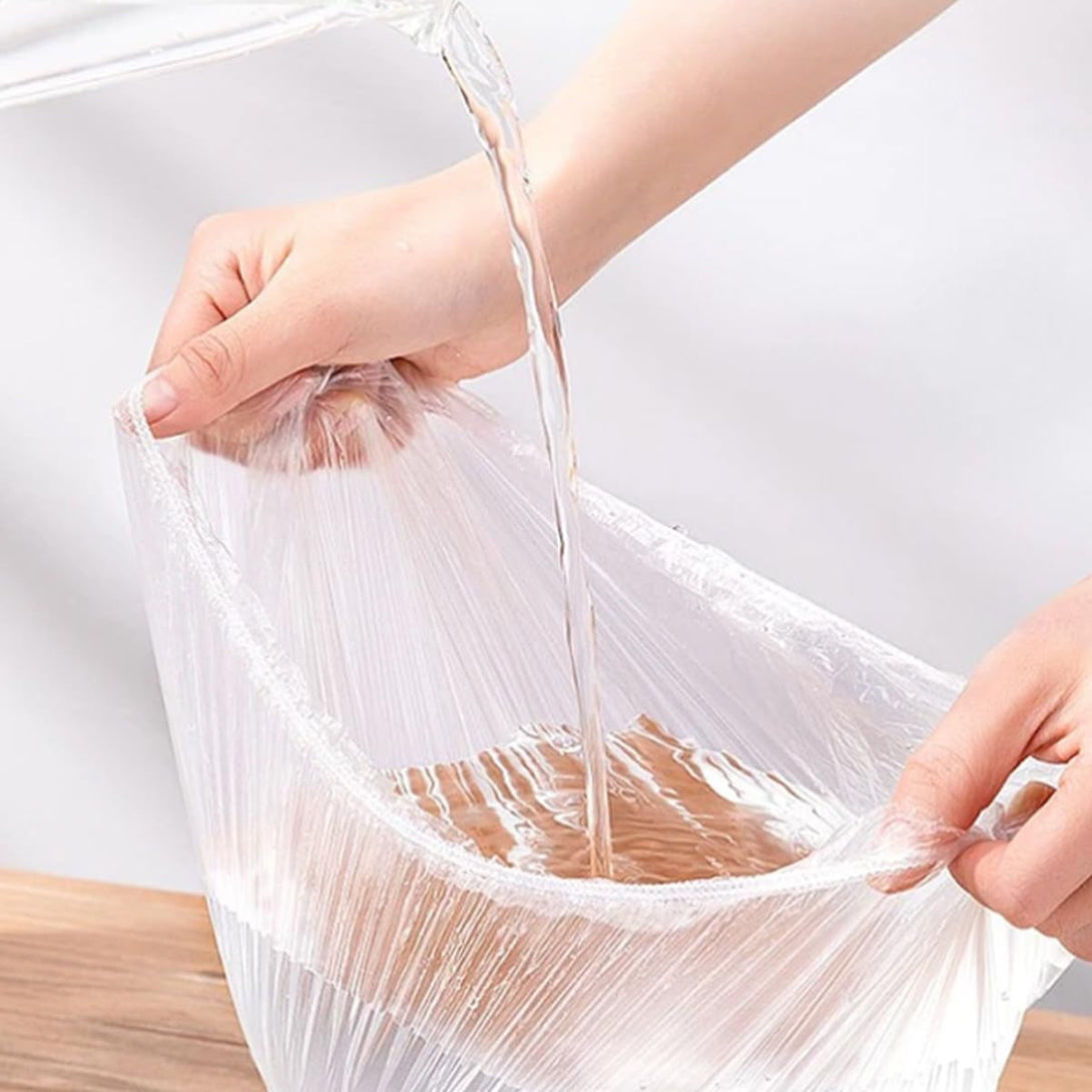 300PCS Plastic Bowl Covers Elastic Disposable Bowl Covers for Food Storage, Stretch Covers for Bowls, Fresh Keeping Bags Stretch Lids Kitchen Wrap Seal Bags for Cover Food