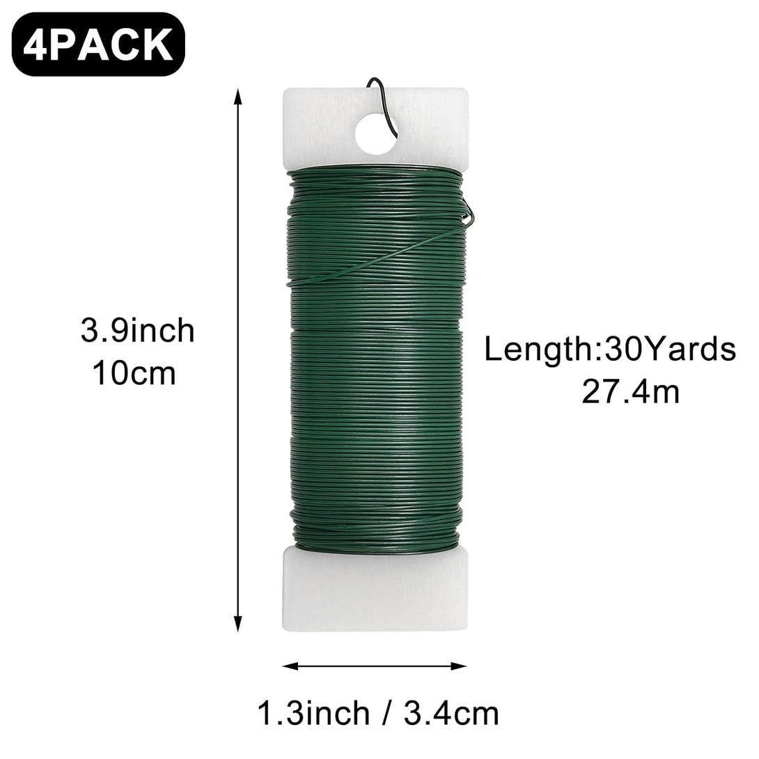 4 Pack 120 Yards 22 Gauge Floral Wire Flexible Paddle Wire Florist Green Wire for Crafts,Wreaths,Christmas Tree,Garland and Floral Flower Arrangements