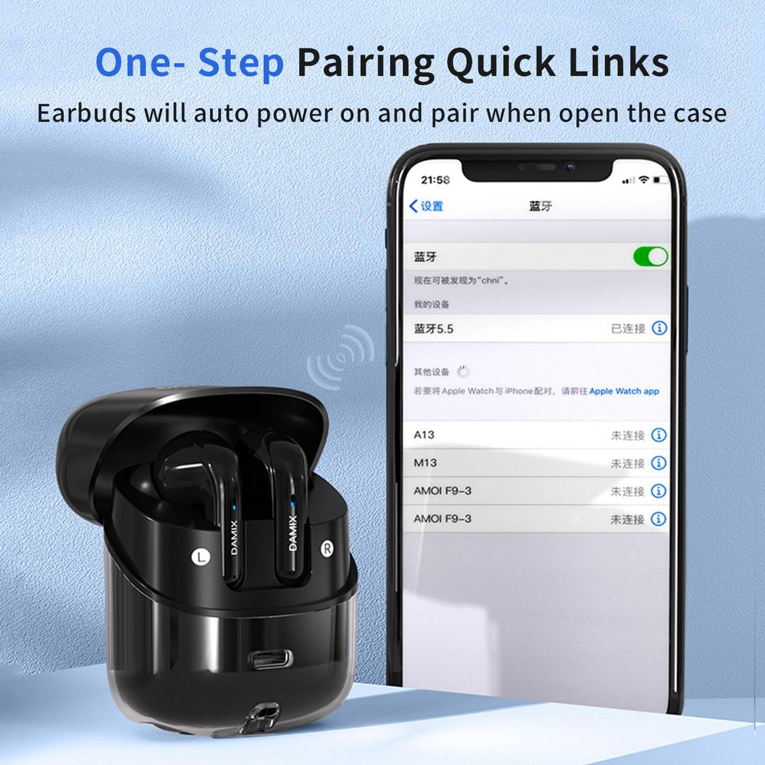 2 Pairs Wireless Earbuds Bluetooth 5.5 ,Wireless Ear Buds HIFI Bass Stereo Headphones with Noise Cancelling, LED Display Power in Ear Earphones Waterproof 120H Playtime for Laptop Pad Phones (Black)