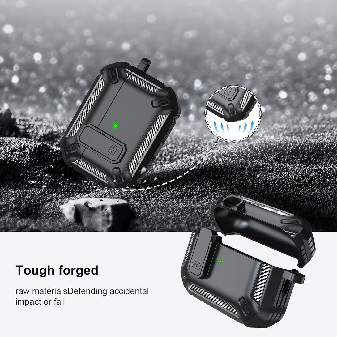 RFUNGUANGO for Airpods Pro 2Nd Gen Protective Case with Cleaning Kit, Military Hard Case with Lock for Airpod Gen 2 Charging Case 2023, 2022, Black
