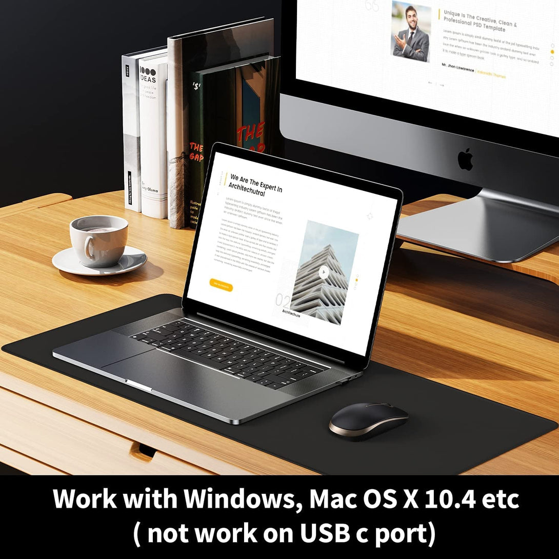 Vssoplor Wireless Mouse, 2.4G Slim Portable Computer Mice with Nano Receiver for Notebook, PC, Laptop, Computer (Black and Gold)