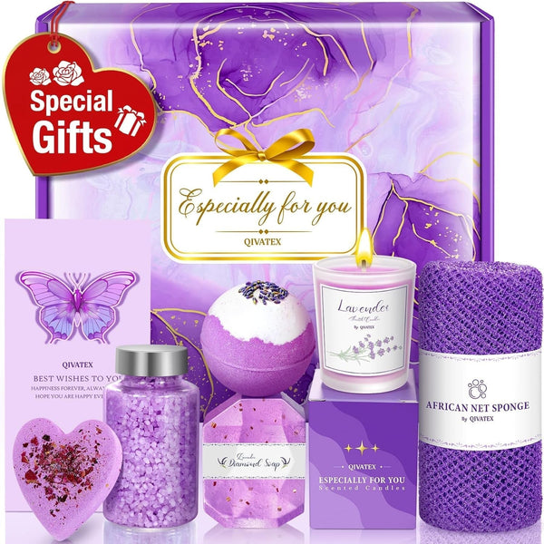 Bath Gift Set for Women, Relaxing Spa Self Care Gifts for Wife Her Sister Friends Mom Auntie Grandma, Lavender Bath Bombs Set, Happy Birthday Friendship Stress Relief Gifts Ideas ï»¿