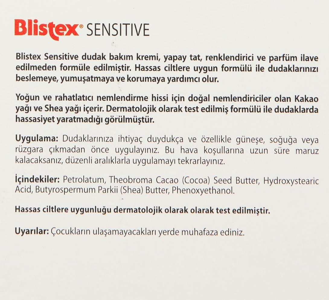 Blistex Simple & Sensitive Lip Balm, 0.15 Ounce Tube – Hypo-Allergenic Unflavored Lip Balm, Gentle Lip Moisturizer for Dry Lips, Contains Shea & Cocoa Butter