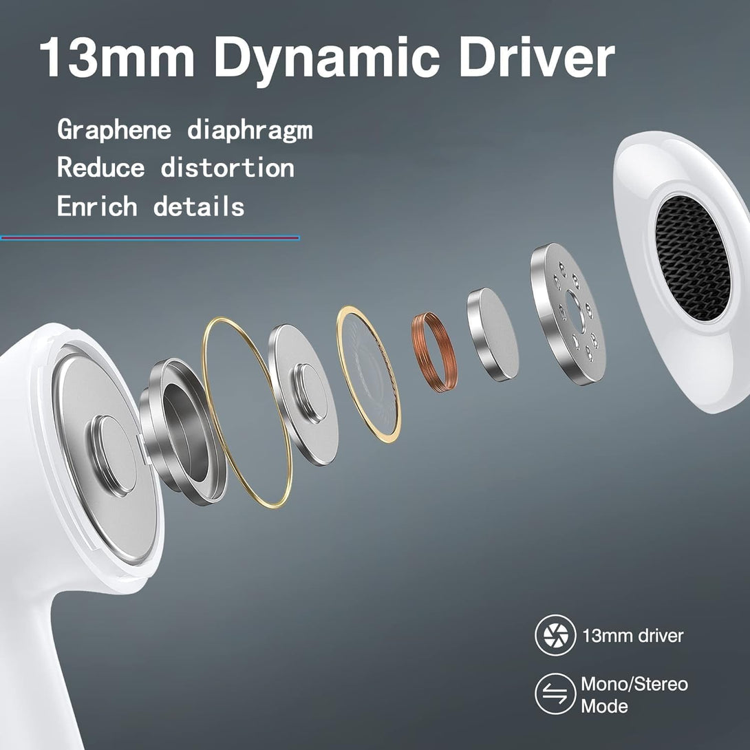 Wireless Earbuds, Bluetooth 5.3 in Ear Buds Light-Weight Headphones, IP7 Waterproof, 40H Playtime, Built-In 4 Mics Headset, Clear Calls Earphones Suitable for Exercise, Running, Fitness and Work