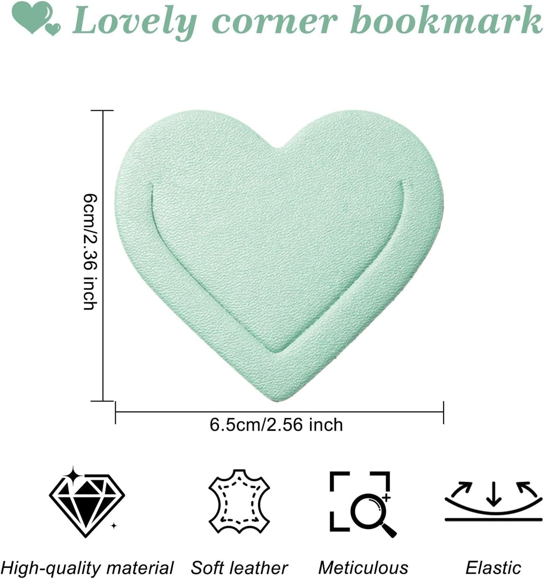 6 Pieces Leather Heart Bookmarks, Cute Corner Page Bookmark, Book Marks Reading Gifts for Women Teachers Students, Book Lovers Accessories for School Office Home Supplies