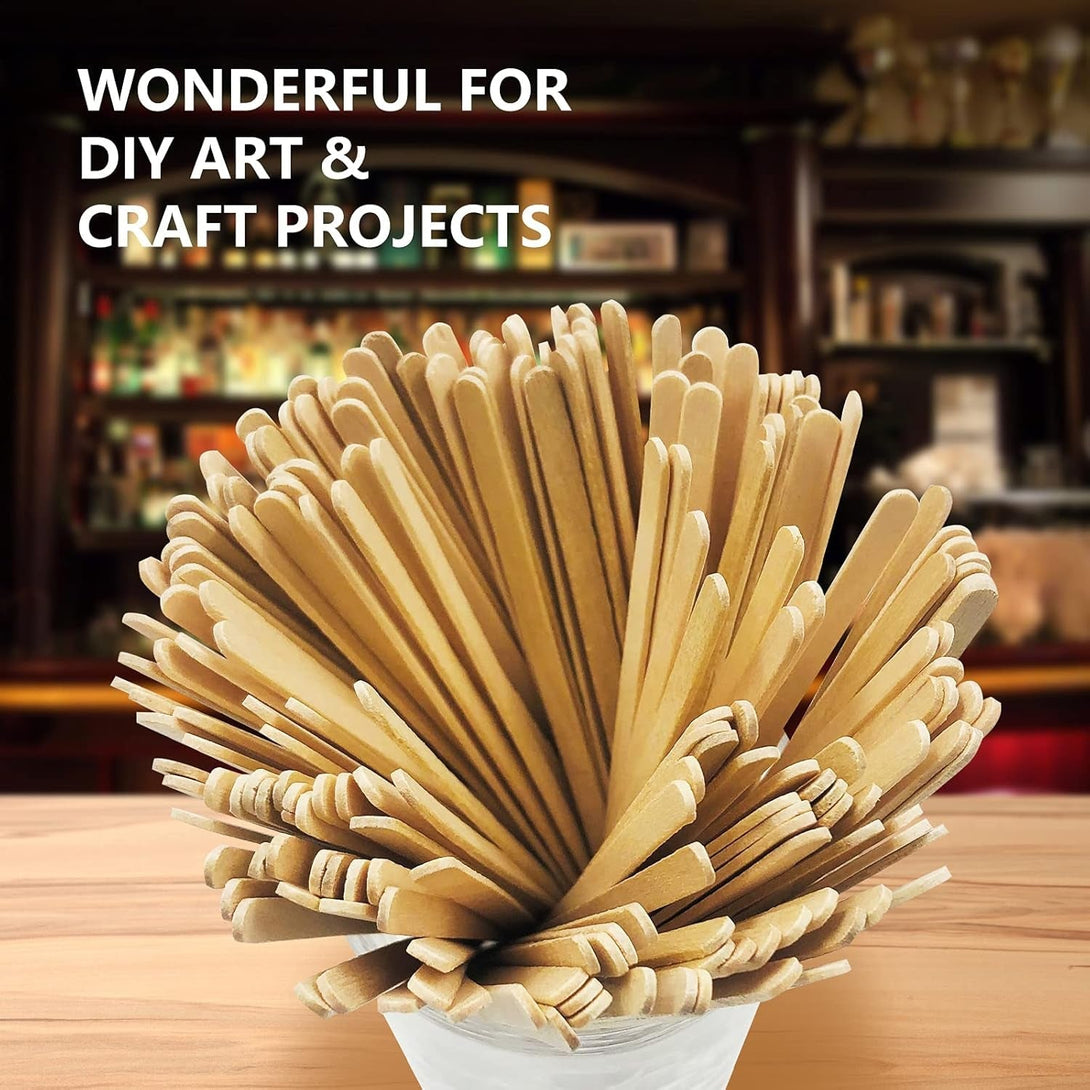 500Pcs Wooden Coffee Stir Sticks,Disposable Coffee Stirrers,5.5 Inches Biodegradable Compostable Eco-Friendly Wooden Stir Sticks,Round-End Birchwood Drink Beverage Stirrers