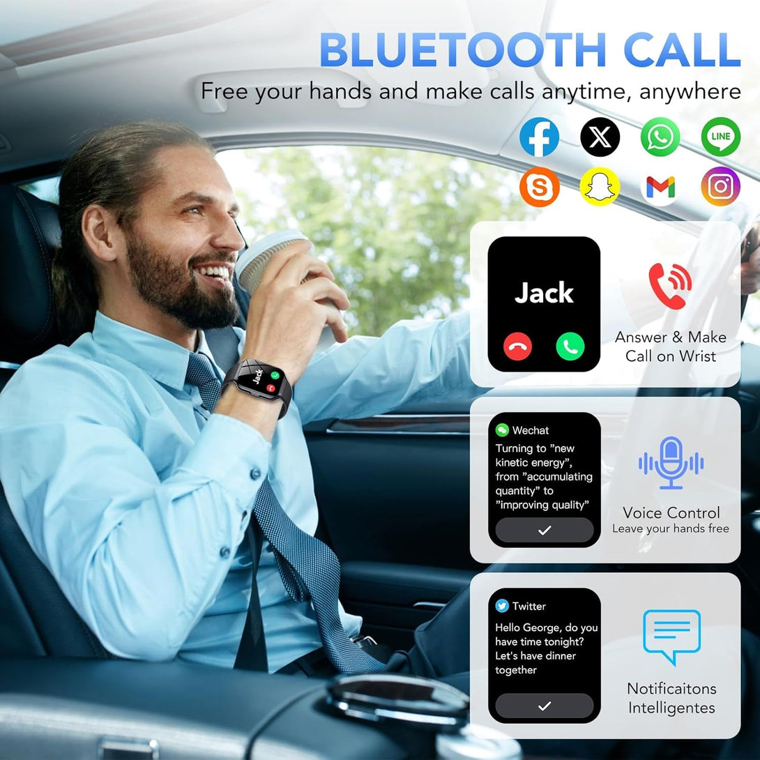Smart Watch for Men Women, 1.96" Smartwatch (Answer/Make Call), IP68 Waterproof Fitness Tracker, 112+ Sport Modes, Heart Rate and Sleep Monitor, Pedometer, Smartwatches for Android Ios, Black​