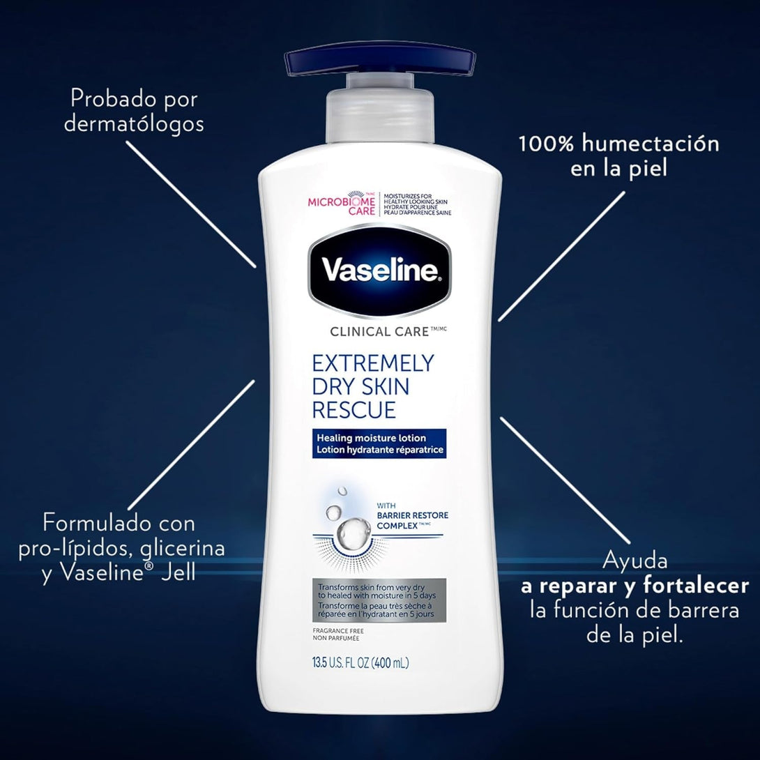 Vaseline Clinical Care Hand and Body Lotion Extremely Dry Skin Rescue 13.5 Oz