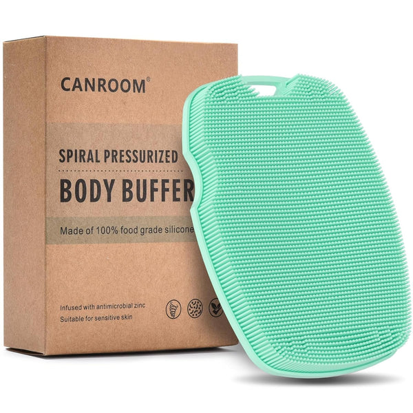 Silicone Body Scrubber - Zinc Infused - Highly Elastic Bristles - Exfoliating Body Scrubber for Cellulite Reduction,Blood Circulation,Massage for Flawless Skin - Green