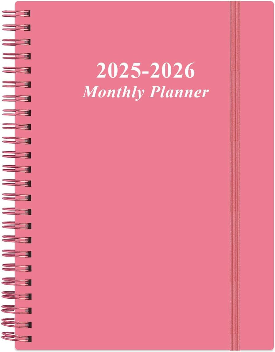 2025-2026 Monthly Planner - July 2025 - December 2026, Two Pages per Month, 18 Monthly Calendar/Planner with Tabs, Strong Twin-Wire Binding, Inner Pocket, 6.4" X 8.5", Pink