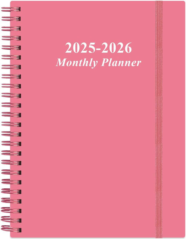 2025-2026 Monthly Planner - July 2025 - December 2026, Two Pages per Month, 18 Monthly Calendar/Planner with Tabs, Strong Twin-Wire Binding, Inner Pocket, 6.4" X 8.5", Pink