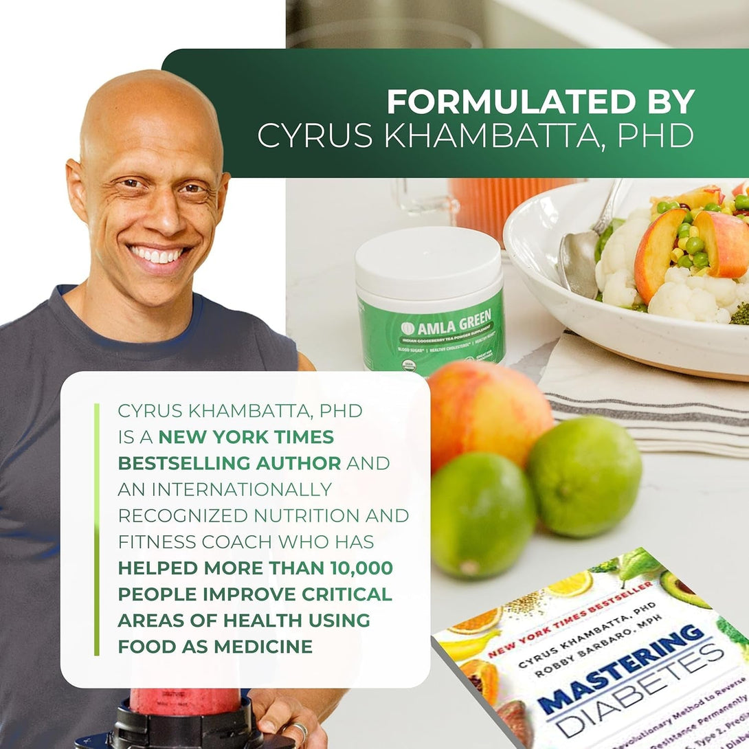 Amla Powder & Green Tea Superfood Supplement, 20X Ultra Concentrated Amla, Antioxidant Support, Made with Oolong Tea and Indian Gooseberries, Organic, Vegan, Classic Flavor, 30 Servings