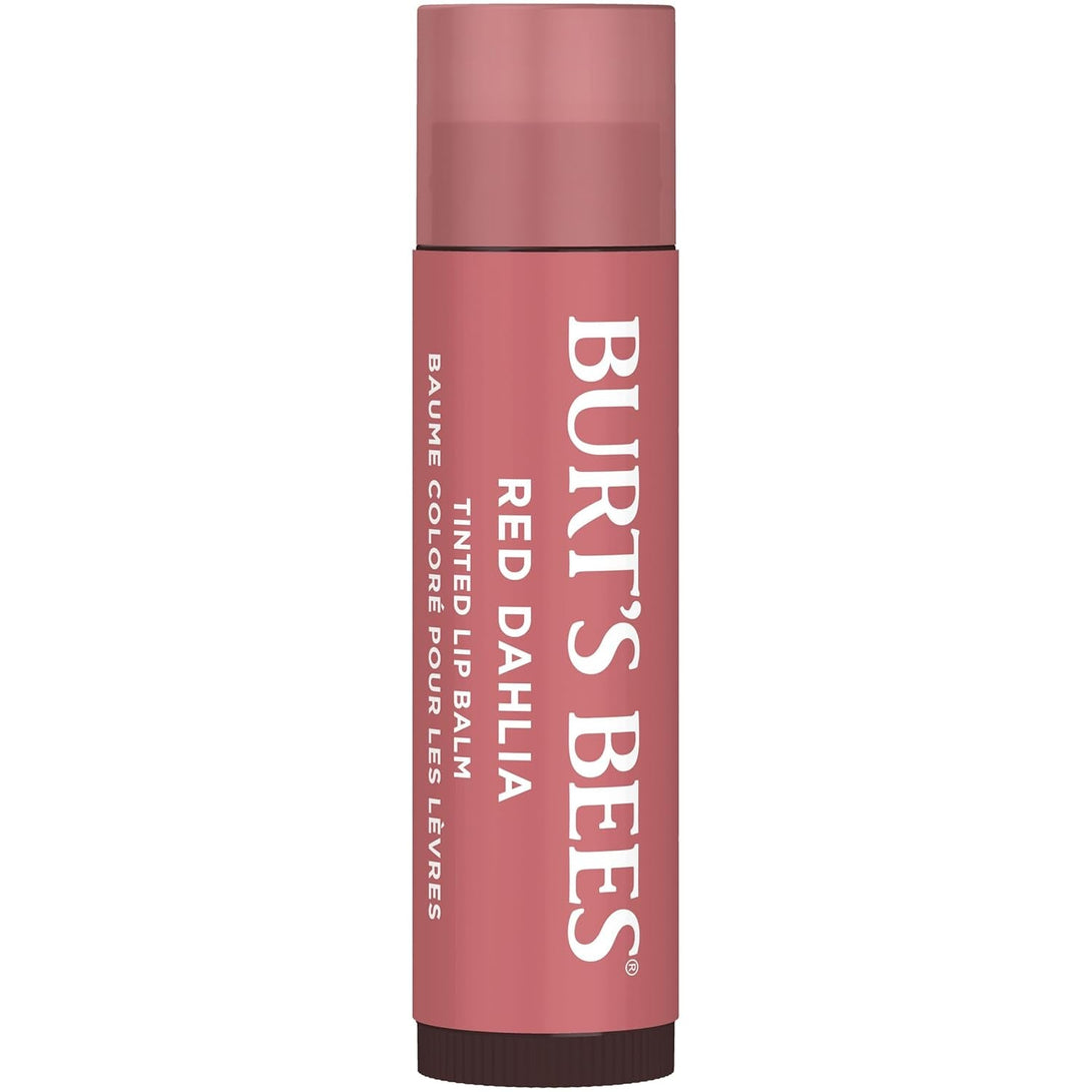 Burt'S Bees Lip Tint Balm with Long Lasting 2 in 1 Duo Tinted Balm Formula, Color Infused with Deeply Hydrating Shea Butter for a Natural Looking Buildable Finish, Fiery Red Dahlia (2-Pack)