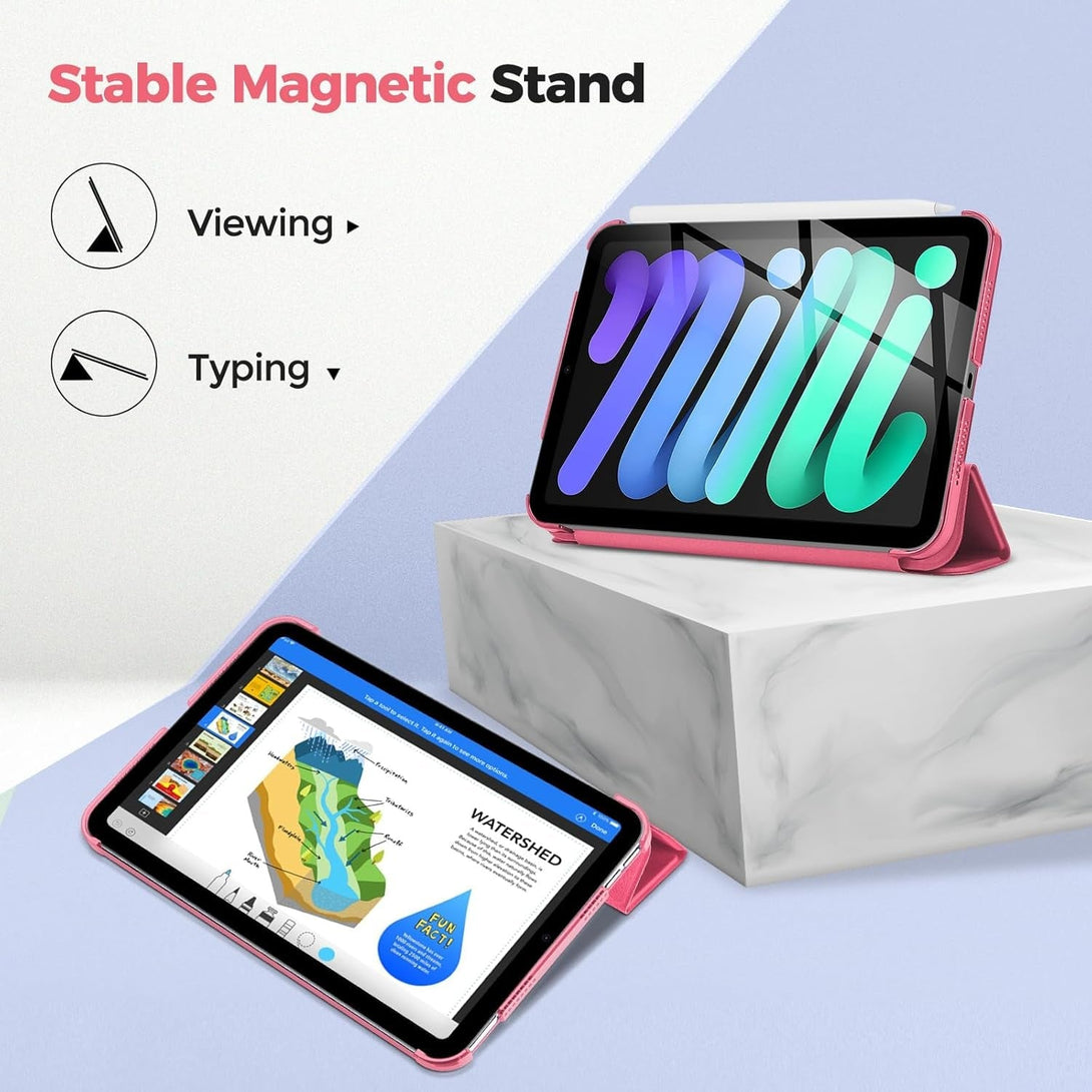 Procase Smart Case for Ipad Mini 7 A17 Pro 2024/Ipad Mini 6 2021 8.3 Inch Ipad Mini 7Th/6Th Gen Case, Hard Back Cover for Ipad Mini 8.3" 7Th Gen A2995/A2996/A2993/6Th Gen A2567 A2568 A2569 -Melonpink