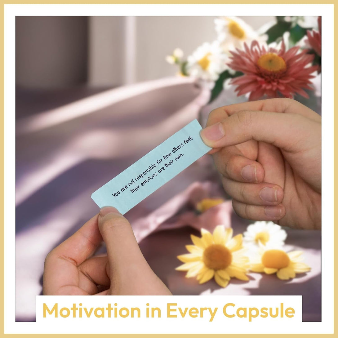 50 Positive Messages in a Bottle - Unique Stress Relief and Wellness Gifts for Men and Women - Desk Accessories for Meditation and Self Care - Xmas Gifts