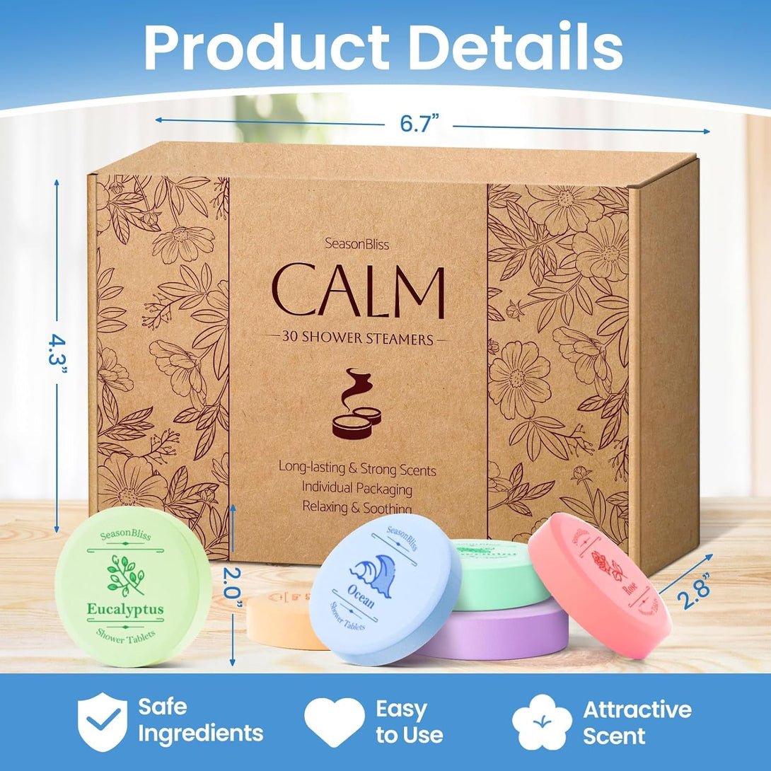 Shower Steamers with Individually Wrapped, 30 Pack Shower Steamers with 6 Rich Scents, Christmas and Birthday Mother'S Day Present for Women, Relaxation Present for Women and Men