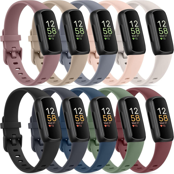 10 Pack Fitbit Inspire 3 Bands - Soft Silicone Adjustable Sport Replacement Straps for Women & Men