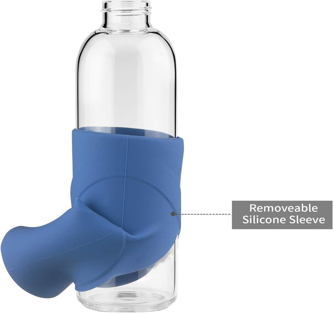 32 OZ Borosilicate Glass Water Bottle BPA Free Reusable Glass Drinking Bottle with Silicone Sleeve and Stainless Steel Lid