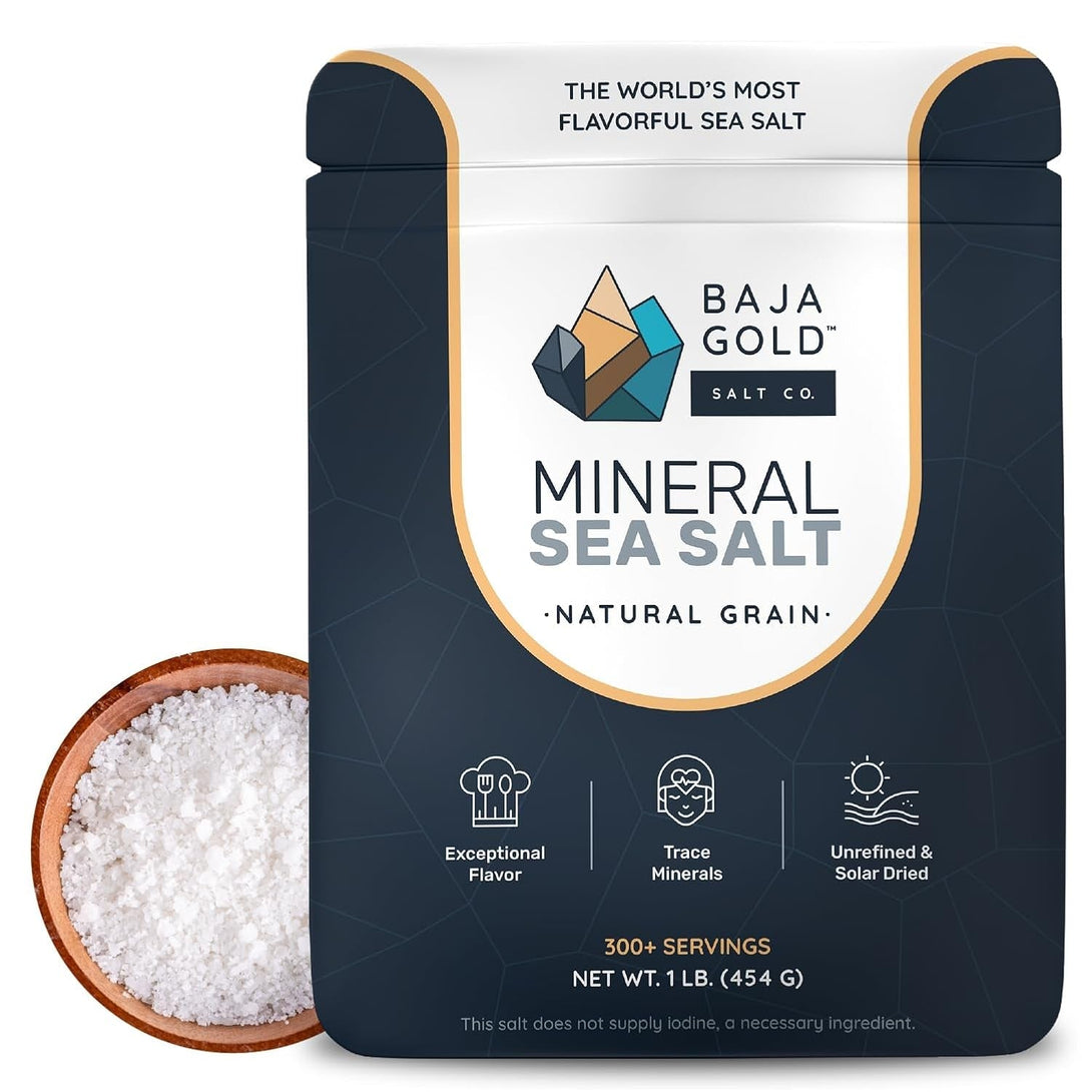 Baja Gold Mineral Sea Salt - Organic Natural Grain Salt for Cooking & Baking | Authentic Baja Salt | Ideal for All Culinary Creations | 1 Lb. Resealable Bag, 300+ Servings
