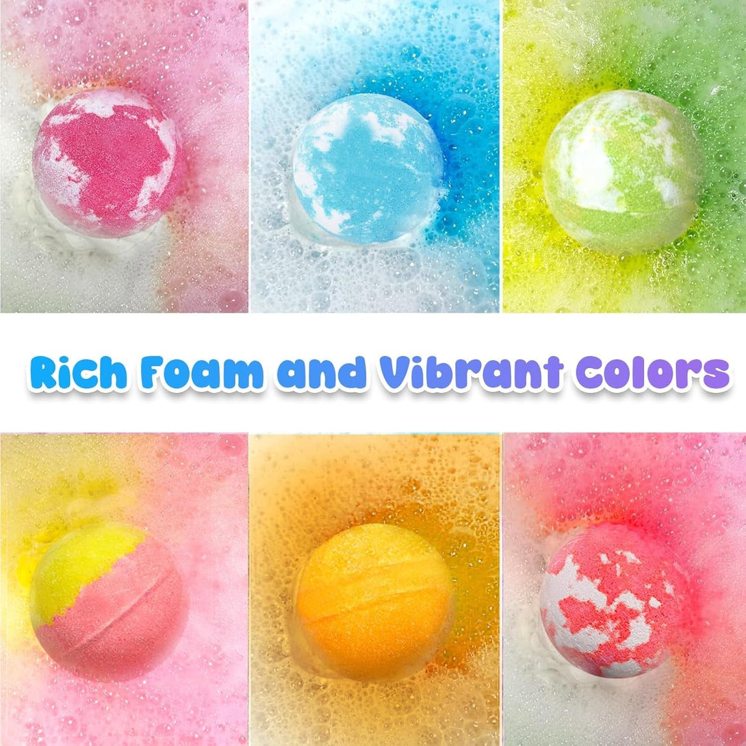 Bath Bombs for Kids Girls with Surprise Toys Inside, 12Pcs Handmade Fizzies Spa Bath Bomb with Jewelry Toys inside Gifts for Girls Birthday, Christmas, Bubble Dry Skin Moisturize Bath Ball