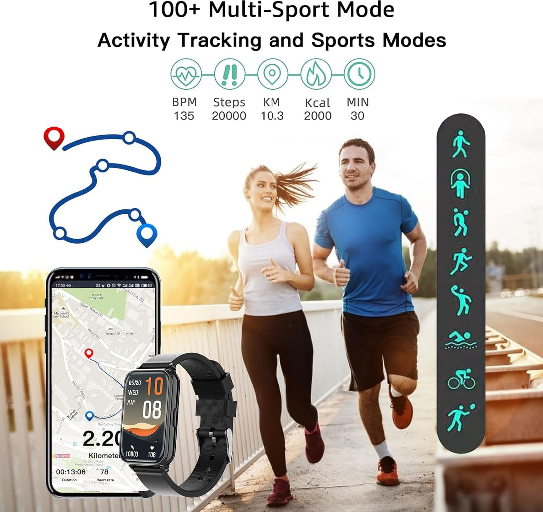 Fitness Tracker Smart Watch Make/Answer Calls for Women Men with Heart Rate Blood Oxygen Sleep Monitor Sports Modes Step Calorie Counter IP68 Waterproof for Android Phones and Iphone