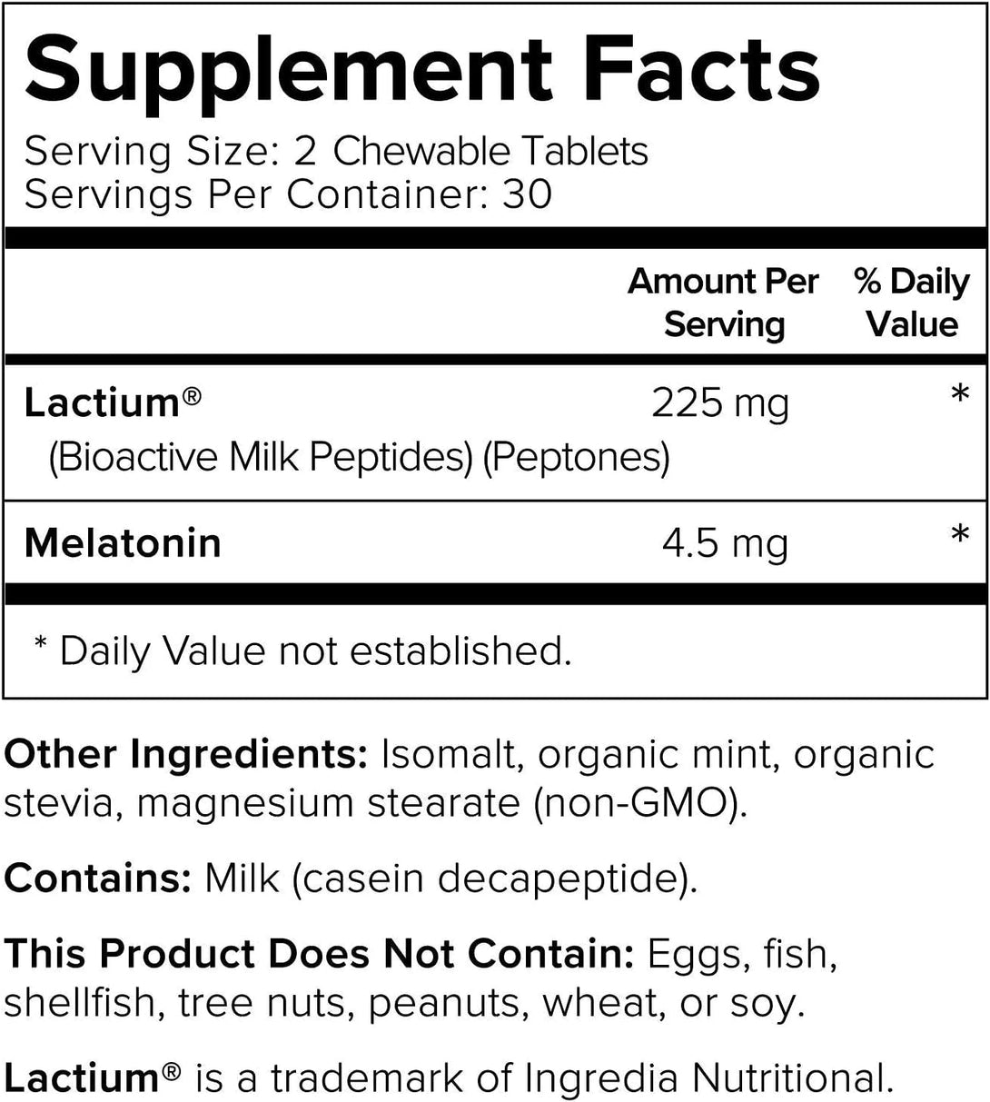 Smarter Nutrition Smarter Sleep Melatonin Dissolvable Tablets 4.5 Mg + Natural Clinically Proven Lactium® for Sleep & Stress Support - Mint Flavor Melatonin Tablets - Non-Gmo-60 Count[30-Day Supply]