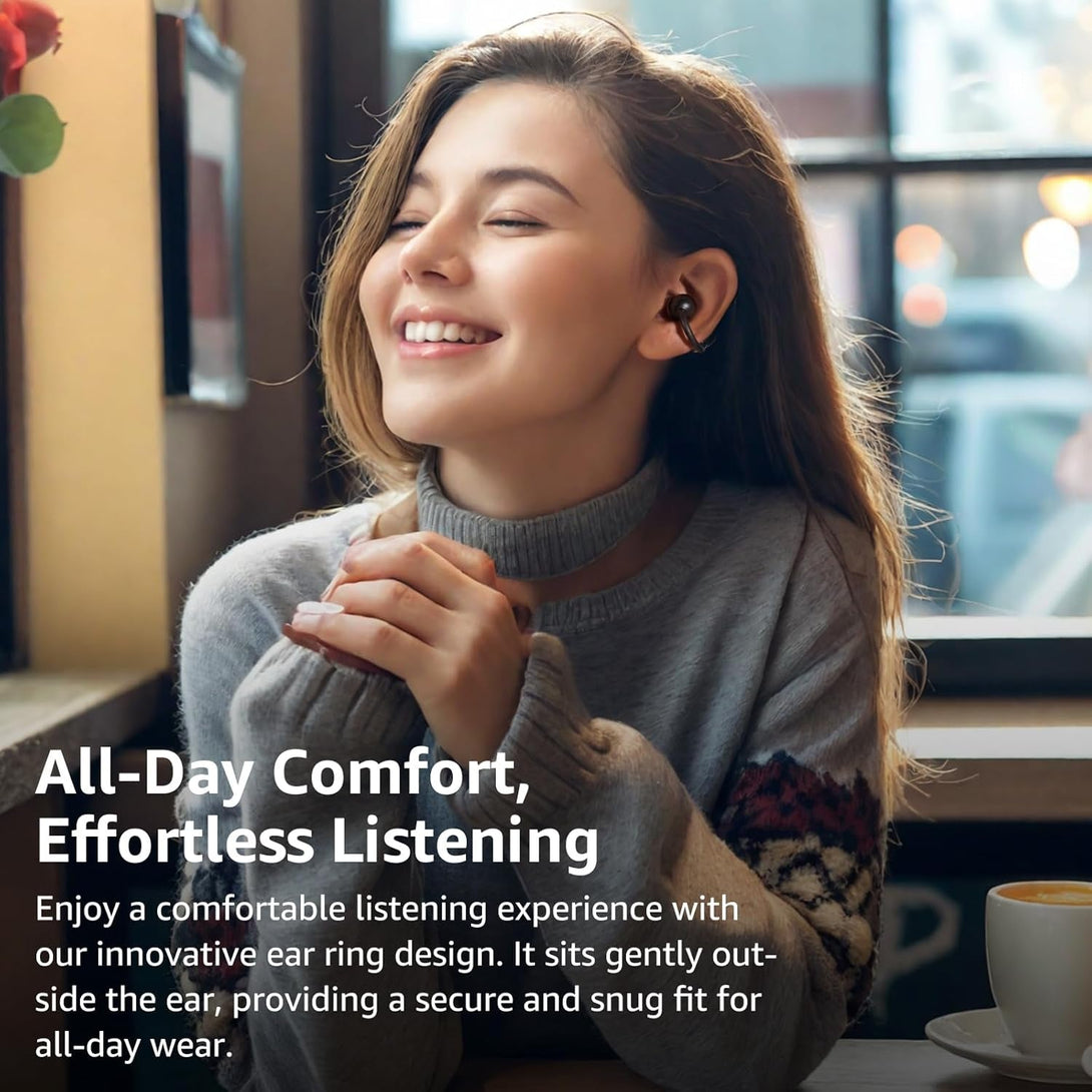 TOZO Openearring True Open Ear Headphones, Lightweight Comfort Open Ear Clip Wireless Earbuds, 40H Play Bluetooth 5.4 Headphones with Smart Digital Display Design Fit Sports Running, Workout Black