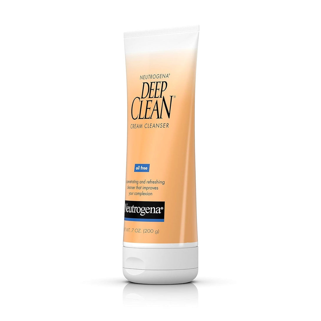 Neutrogena Deep Clean Daily Facial Cream Cleanser with Beta Hydroxy Acid to Remove Dirt, Oil & Makeup, Alcohol-Free, Oil-Free & Non-Comedogenic, 7 Fl. Oz