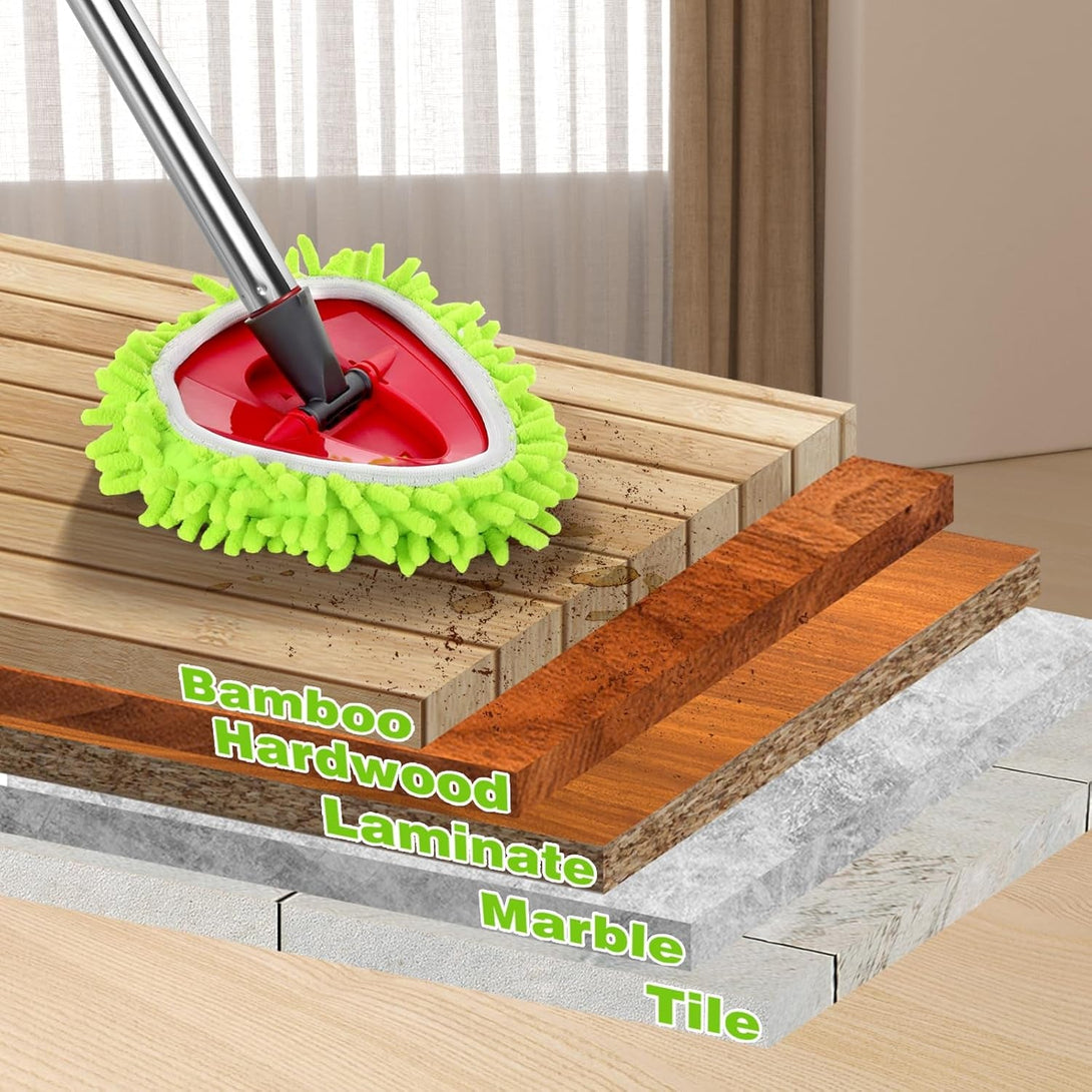 4 Pcs Spin Mop Heads Replacements & 1 Base Set for Ocedar Rinseclean 2-Tank System,Machine Washable Chenille Mop Replacement,Easy Cleaning for Bathroom,Kitchen,Tub