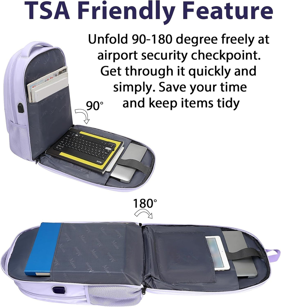 MATEIN Large Travel Backpack for Womens, Lightweight Carry on Backpack TSA Approved Fits 17 in Laptop, Spacious Laptop Bag for Travel Essentials, College Bookbag for Women, Purple