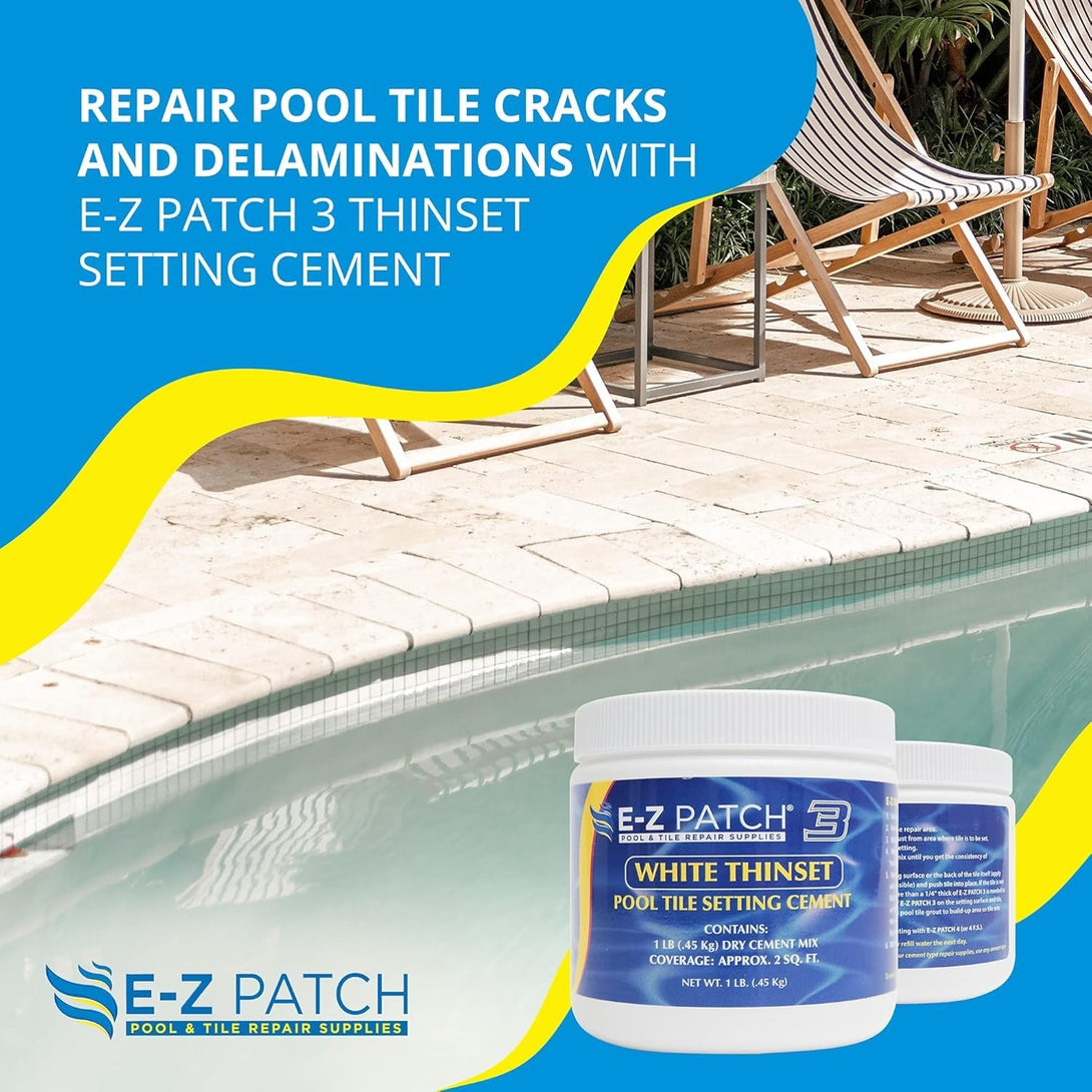 3 Pool Tile Thinset Cement for Repairs - Color Adjustable Pool Tile Adhesive (1 Lb)