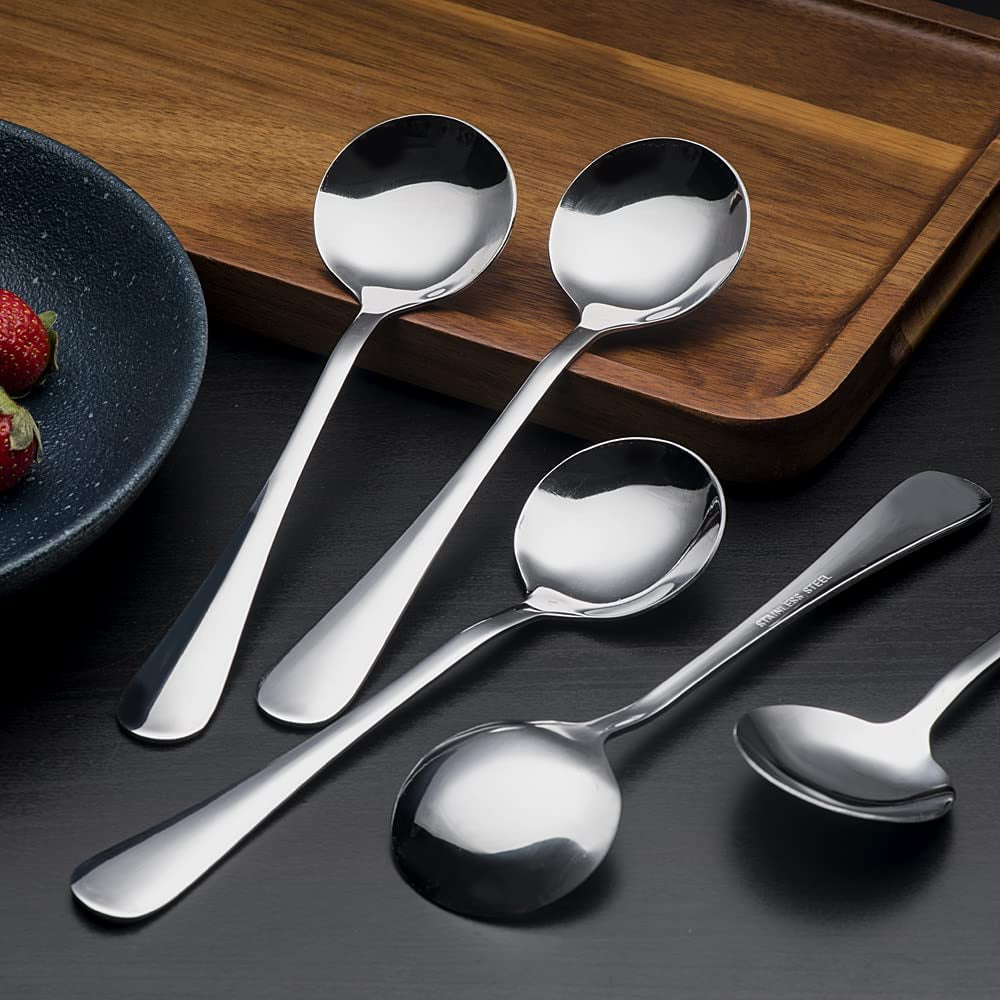 Soup Spoons, 8-Piece Stainless Steel Spoons Heavy-Weight Spoon Flatware