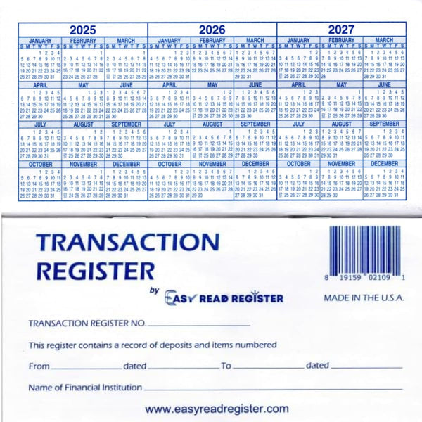 12 Check Registers for Personal Checkbook - Checkbook Ledger Transaction Registers Log for Personal or Business Bank Checking Account, Saving Account
