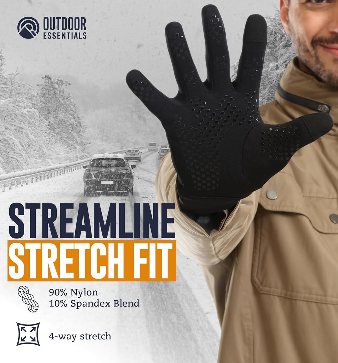 Outdooressentials Running Gloves - Touchscreen Men'S Winter Gloves - Glove Liners - Hiking Gloves Cold Weather - Warm Gloves