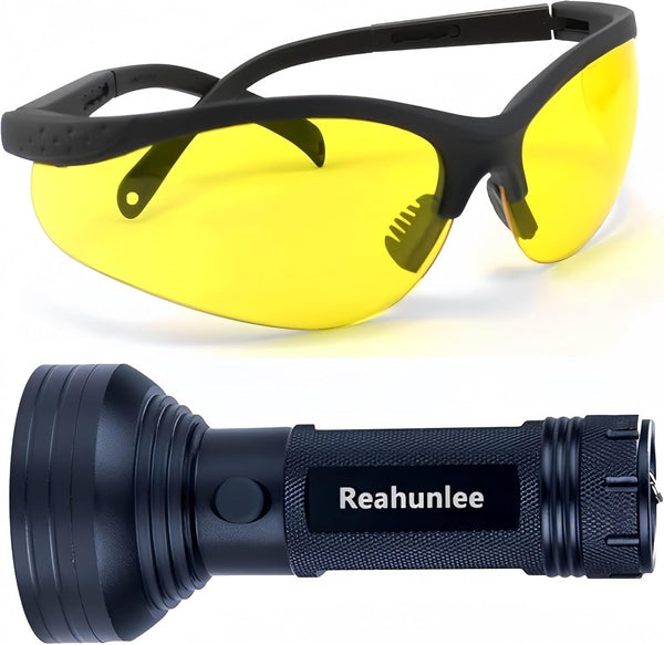 Air Conditioner UV Dye Leak Detector, Pro Auto Oil AC UV Dye Leak Test Detection Tool Kit 68 LED A/C UV Flashlight Detector with Protective Glasses