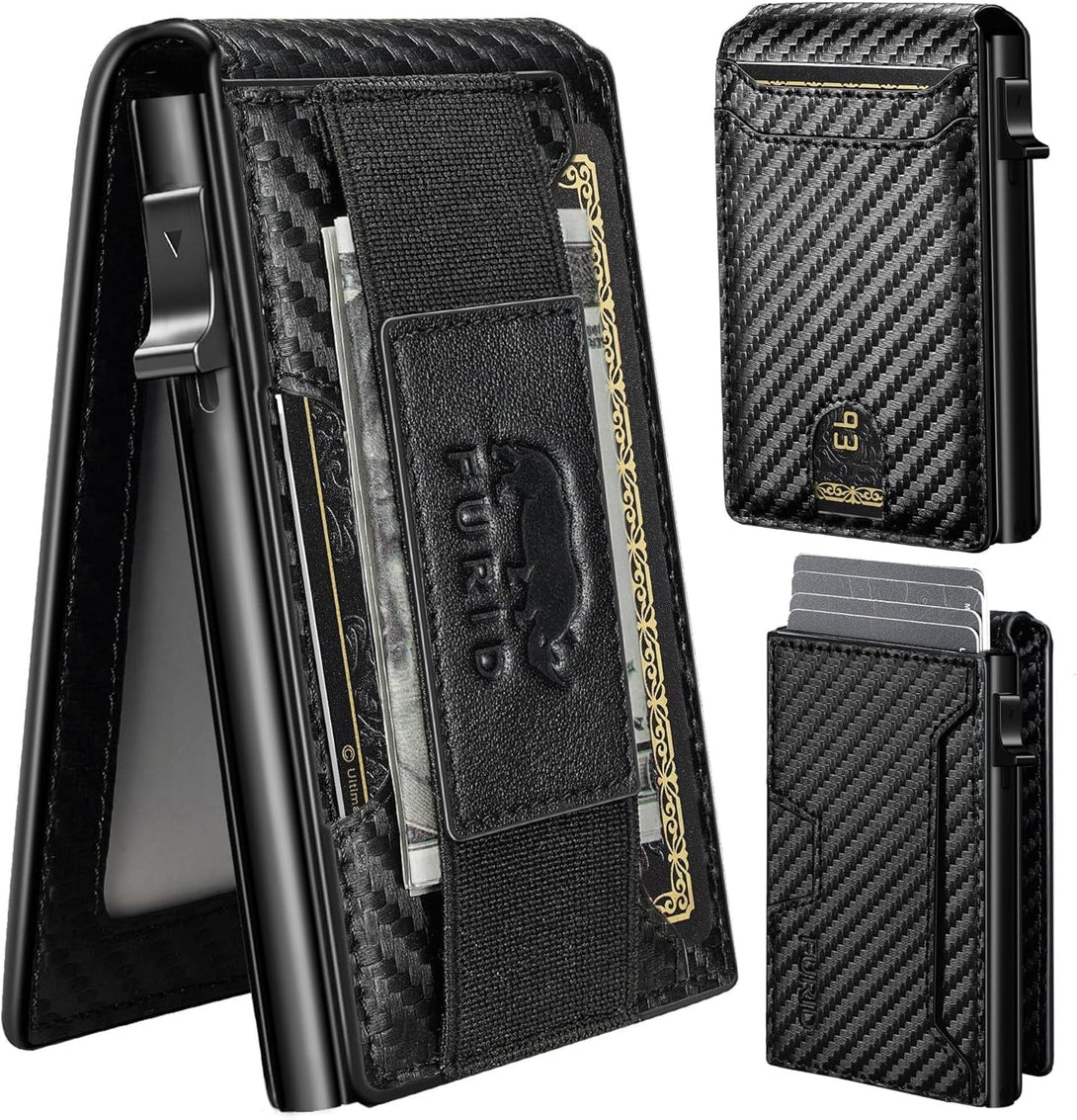 Furid Card Wallet for Men Slim: Smart Wallet - Rfid Minimalist Front Pocket with ID Window Pop up Wallet Gift for Him