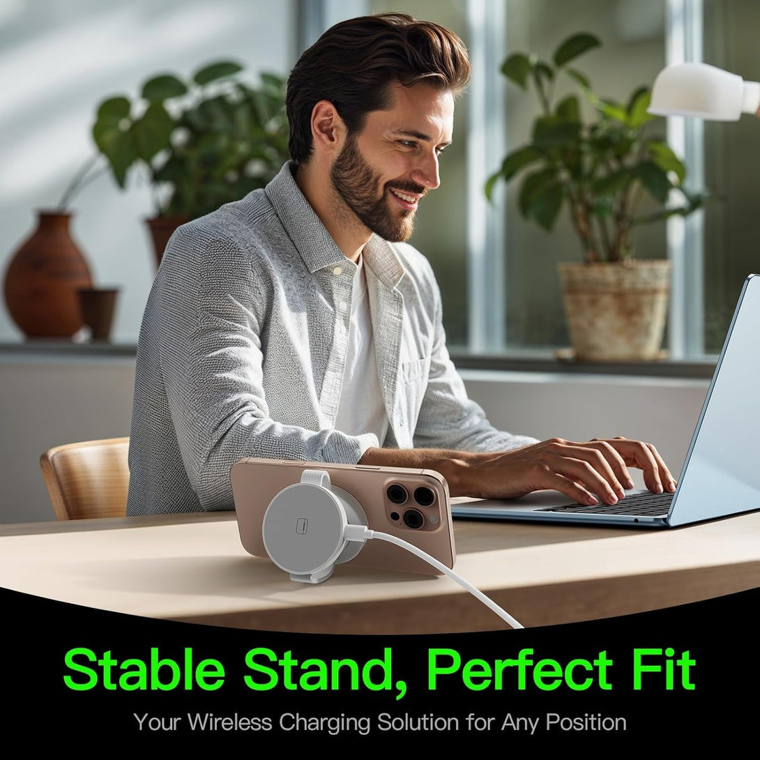 2025 Travel Magnetic Wireless Mag-Safe Maggo UFO 3 in 1 Charging Station for Apple Multiple Devices - Fast Charger Iphone 16 15 14 13 12 Pro Max Plus, Charging Pad for Apple Watch Air Pods (White)