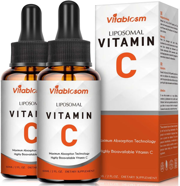 Liposomal Vitamin C 2000Mg Liquid for Adults, High Absorption VIT C, Maximize Vitamin C, for Immune System & Antioxidant, 60ML (2 Bottles)