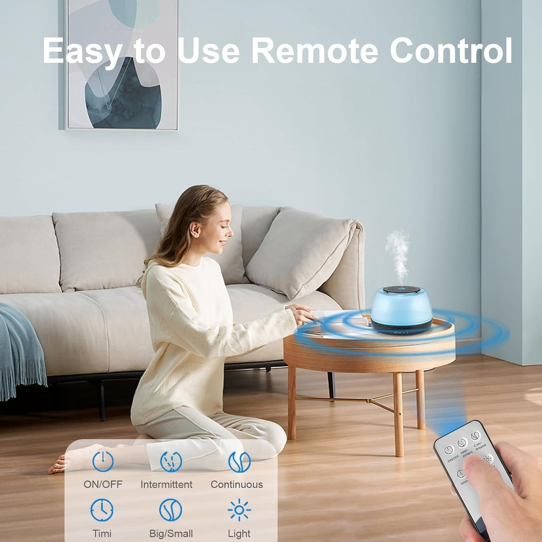 300ML Essential Oil Diffuser - 8-Hour Aromatherapy with Remote Control, 7-Color LED Lights, 4 Timer Settings for Home