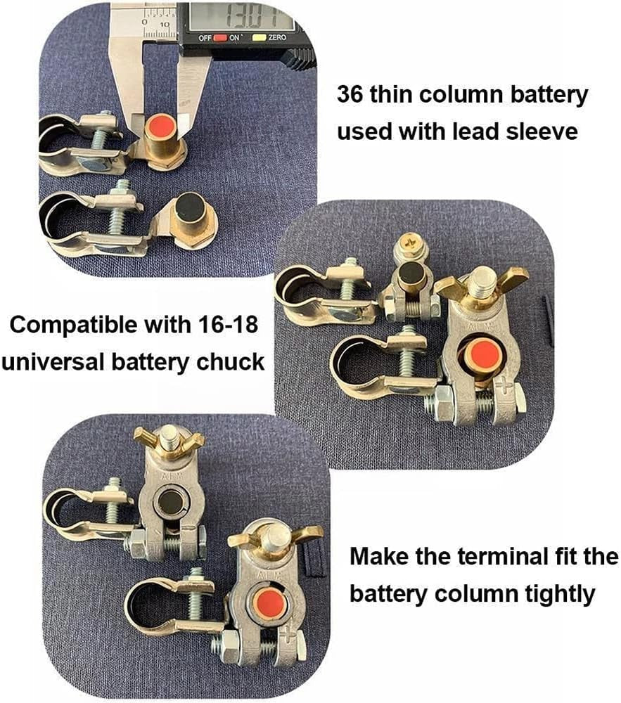 6 Pieces Battery Terminals Post Lead Shims Car Battery Post Caps Adapter Terminal Cable Ends Repair Kits for Positive or Negative Worn Posts Loose Terminal Posts Anode Cathode Sleeves Repair Shim
