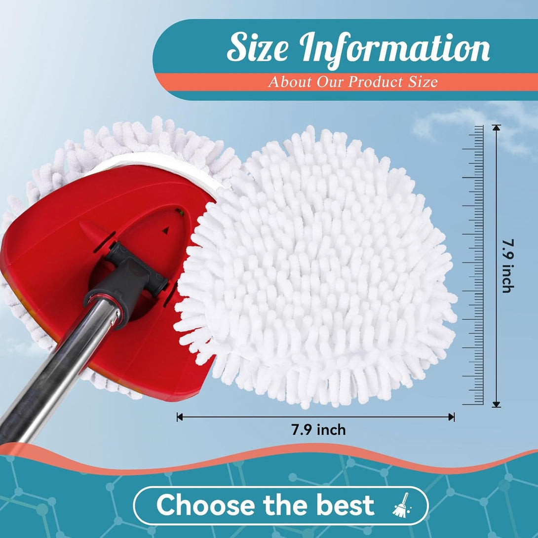3 Pack Spin Mop Heads Replacements for Ocedar Easywring 1 Tank System Mop Replace Head Attachments, Microfiber Chenille Mop Pad Spin Mop Refill for O Cedar Mop Head