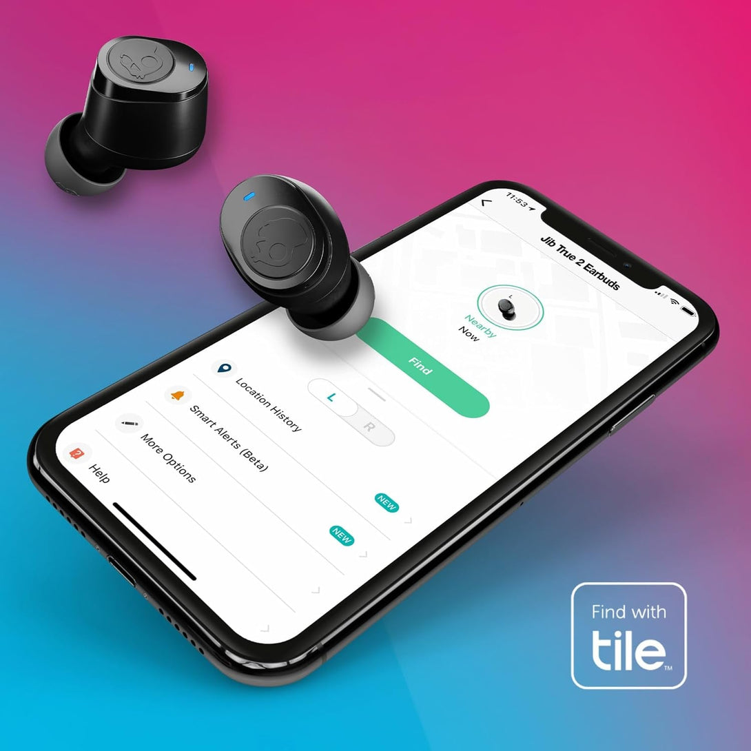 Skullcandy Jib True 2 Wireless Earbuds, Bluetooth Headphones, up to 33 Hours Battery with Charging Case, Noise Isolating Fit, Sweat and Water Resistant, Microphone for Iphone Android - True Black