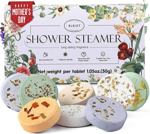 Shower Steamers Aromatherapy BLRIET 8 Pack Gifts for Women Mother Day Gift Mom Men, Birthday Gifts for Her Stress Relief Home Spa, Lavender Natural Essential Oil Self Care Relaxation Shower Bombs Teen