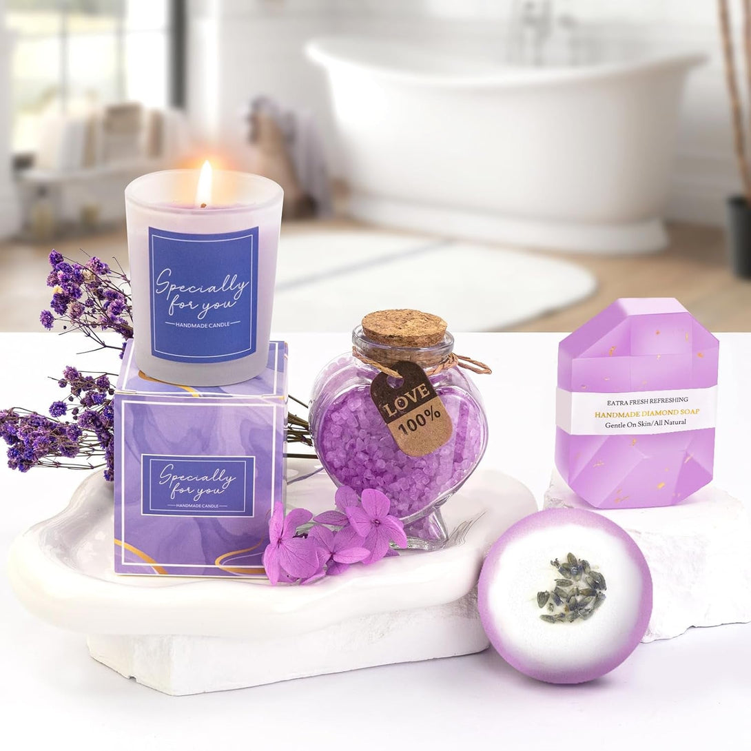 Gifts for Women Spa Basket, Lavender Spa Gift Basket,16 Pcs Self Care Package for Women, Mom, Wife, Girlfriend, Sister, Unique Get Well Sets for Birthday, Mother'S Day, Christmas, Valentine'S Day