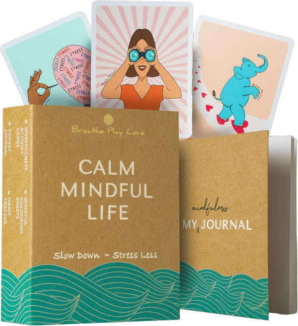 33 Inspirational Mindfulness Meditation Cards with Pocket Journal—Self-Care & Mental Health Cards for Men, Women